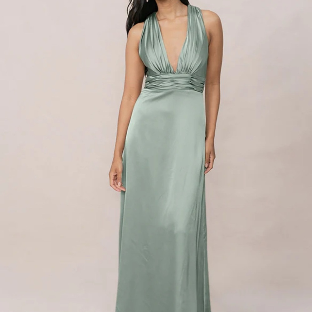 Revelry Dylan Satin Sage Bridesmaid Dress